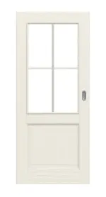 Frontansicht von Schiebetür TE-24 Nordische Fichte astarm gebürstet weiß lackiert Massivholz