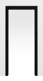 Frontansicht von LEBO Schiebetürsystem in der Wand laufend Ultramatt Schwarz ähnl. RAL 9005 Versio