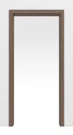 Frontansicht von LEBO Schiebetürsystem in der Wand laufend Nussbaum Matt Furnier