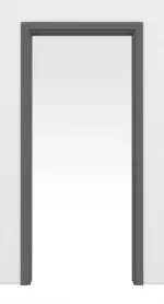 Frontansicht von Huga Schiebetürsystem in der Wand laufend Hygge grau RAL 7037 Duradecor mit Zarge