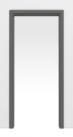 Frontansicht von Huga Schiebetürsystem in der Wand laufend Hygge grau RAL 7037 Lack Basic mit Zarge