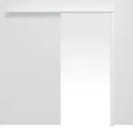 Frontansicht von CLASSEN Schiebetürsystem Weiß Struktur CPL vor der Wand laufend ohne Zarge