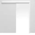 Frontansicht von Schiebetürsystem Arktisches Weiß Dekorfolie vor der Wand laufend ohne Zarge
