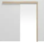 Frontansicht von Schiebetürsystem Eiche Cleveland Dekorfolie vor der Wand laufend ohne Zarge