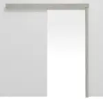 Frontansicht von Schiebetürsystem Eiche Gessato Dekorfolie vor der Wand laufend ohne Zarge