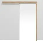 Frontansicht von Schiebetürsystem Eiche Karlstad Dekorfolie vor der Wand laufend ohne Zarge