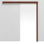 Frontansicht von Schiebetürsystem Walnuss Dekorfolie vor der Wand laufend ohne Zarge