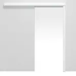 Frontansicht von Schiebetürsystem Weiß Dekorfolie vor der Wand laufend ohne Zarge