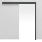 Frontansicht von CLASSEN Schiebetürsystem vor der Wand laufend Uni Graphit Dekorfolie ohne Zarge