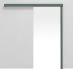 Frontansicht von CLASSEN Schiebetürsystem vor der Wand laufend Uni Green Dekorfolie ohne Zarge