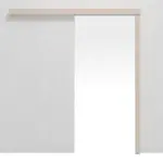 Frontansicht von CLASSEN Schiebetürsystem vor der Wand laufend Uni Kaschmir Dekorfolie ohne Zarge