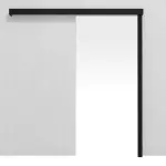 Frontansicht von CLASSEN Schiebetürsystem vor der Wand laufend Uni Schwarz Dekorfolie ohne Zarge