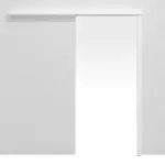 Frontansicht von CLASSEN Schiebetürsystem vor der Wand laufend Uni Weiß Dekorfolie ohne Zarge