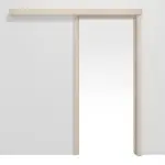 Frontansicht von Schiebetürsystem vor der Wand laufend Akazie hell CPL mit Zarge - Classen