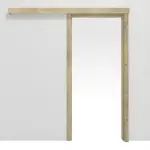 Frontansicht von Schiebetürsystem vor der Wand laufend Hamilton Eiche CPL mit Zarge - Classen