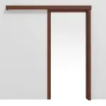 Frontansicht von Schiebetürsystem vor der Wand laufend Italienische Walnuss CPL mit Zarge - Classen