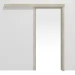 Frontansicht von Schiebetürsystem vor der Wand laufend Kendal Eiche CPL mit Zarge - Classen