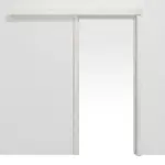 Frontansicht von Schiebetürsystem vor der Wand laufend Norwegische Esche CPL mit Zarge - Classen