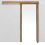 Frontansicht von Schiebetürsystem Honig Catania Dekorfolie vor der Wand laufend mit Zarge