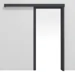 Frontansicht von CLASSEN Schiebetürsystem Graphit CPL vor der Wand laufend mit Zarge