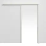 Frontansicht von Schiebetürsystem vor der Wand laufend Lackweiß RAL 9016 mit Zarge - Classen