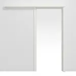 Frontansicht von Schiebetürsystem vor der Wand laufend Basic Dekor weiß ähnlich RAL 9016 mit Zarge - Interio