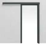 Frontansicht von CLASSEN Schiebetürsystem vor der Wand laufend Uni Graphit Dekorfolie mit Zarge