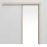 Frontansicht von CLASSEN Schiebetürsystem vor der Wand laufend Uni Kaschmir Dekorfolie mit Zarge