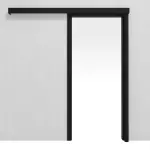 Frontansicht von CLASSEN Schiebetürsystem vor der Wand laufend Uni Schwarz Dekorfolie mit Zarge