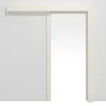 Frontansicht von JELD-WEN Schiebetürsystem vor der Wand laufend Classic Uni weiß DuriTop mit Zarge