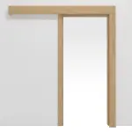 Frontansicht von JELD-WEN Schiebetürsystem vor der Wand laufend Classic Eiche europ. astig Echtholzfurniert mit Zarge