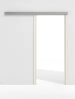 Frontansicht von GARANT Line-Schiebetürsystem vor der Wand laufend 0140-60 Dawn Resopal