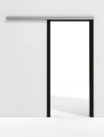 Frontansicht von GARANT Line-Schiebetürsystem vor der Wand laufend 0901-60 Black Resopal