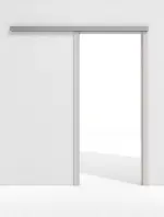 Frontansicht von GARANT Line-Schiebetürsystem vor der Wand laufend U12188SD Lichtgrau GHK08