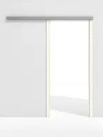 Frontansicht von GARANT Line-Schiebetürsystem vor der Wand laufend W980ST15 Platinweiß GHK08