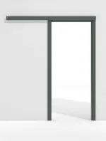 Frontansicht von WESTAG Schiebetürsystem vor der Wand laufend mit Zarge Verde Comodoro FX 0750 FENIX NTM