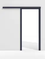 Frontansicht von WESTAG Schiebetürsystem vor der Wand laufend mit Zarge Blu Fes FX 0754 FENIX NTM