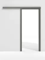 Frontansicht von WESTAG Schiebetürsystem vor der Wand laufend mit Zarge Acciaio Hamilton FX 5000 Fenix NTA