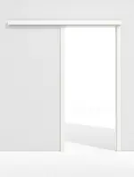 Frontbild von Schiebetürsystem PortaLit Arctic Weiß A222 vor der Wand laufend mit Zarge - Westag