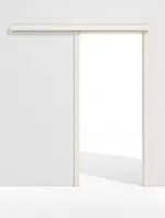 Frontbild von Schiebetürsystem PortaLit Klassik Weiß A223 vor der Wand laufend mit Zarge - Westag