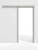 Frontansicht von Schiebetürsystem PortaLit Hellgrau A402 vor der Wand laufend mit Zarge - Westag