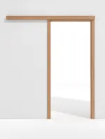 Frontbild von Schiebetürsystem PortaLit Buche Blumig BU88 vor der Wand laufend mit Zarge - Westag