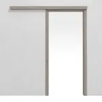 Frontansicht von WESTAG Schiebetürsystem vor der Wand laufend Sala Eiche Ei 443 PortaLit CPL mit Zarge