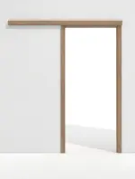 Frontansicht von Schiebetürsystem vor der Wand laufend mit Zarge PortaLit-CPL Trend Eiche Adria Ei 767 - Westag