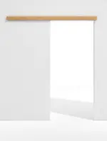 Frontbild von Schiebetürsystem PortaLit Ahorn Rustikal AH74 vor der Wand laufend ohne Zarge - Westag