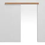 Frontansicht von LEBO Schiebetürsystem vor der Wand laufend Euro Eiche geplankt Matt Echtholzfurniert ohne Zarge