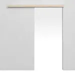 Frontansicht von WESTAG Schiebetürsystem vor der Wand laufend Nussbaum Embla NU 324 PortaLit CPL ohne Zarge