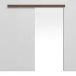 Frontansicht von WESTAG Schiebetürsystem vor der Wand laufend Nussbaum Trentino NU 717 PortaLit CPL ohne Zarge