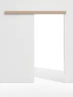 Frontansicht von Schiebetürsystem vor der Wand laufend ohne Zarge PortaLit-CPL Trend Pinie Hell Pi 11 - Westag