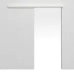 Frontansicht von LEBO Schiebetürsystem vor der Wand laufend Weißlack 9016 Lack ohne Zarge